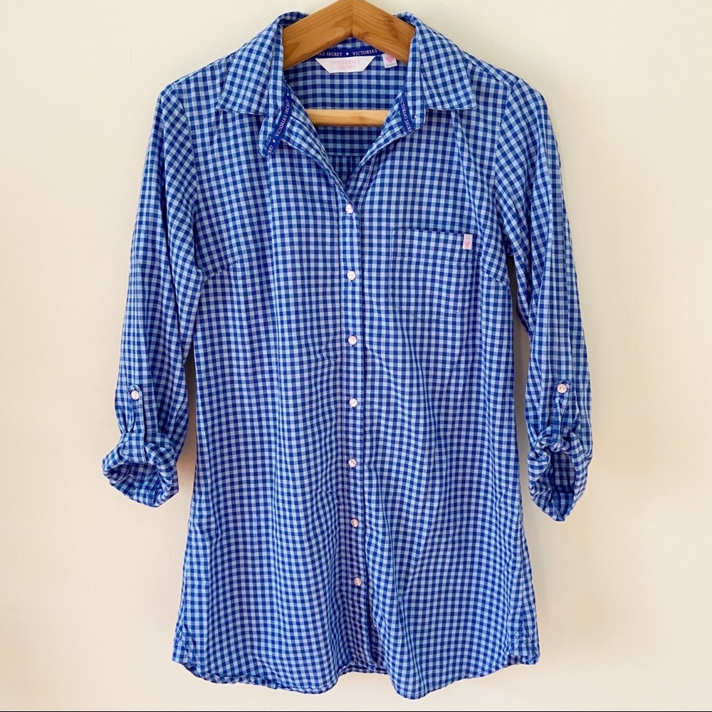 4/$25 Victoria’s Secret Gingham Button Up Top - Picture 2 of 6